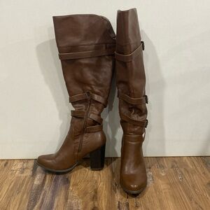 Brown heeled boots